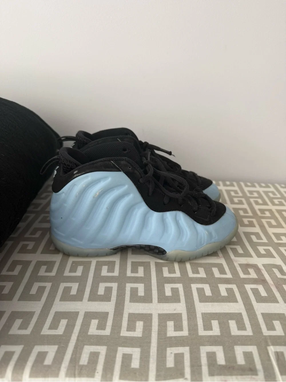 Nike Kids Light Blue Foam Sneakers with Black Upper